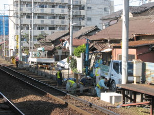 下りホーム西側で進む工事