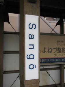 縦型の英字駅名表示