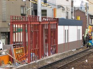 瓢箪山駅下り駅舎工事