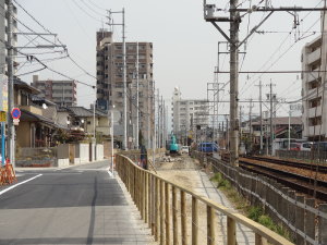 仮道に切り替わった側道