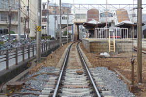 枕木交換が完了した尾張旭駅構内