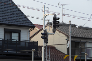 仮線喜多山駅場内信号機設置