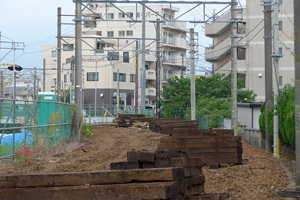 積まれた枕木