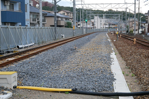 バラストが敷かれた区間