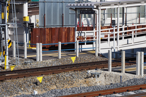 喜多山駅構内踏切基礎設置