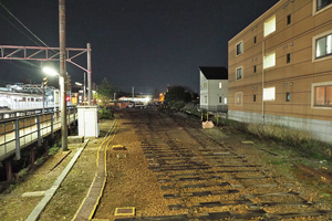検車区跡地のレール撤去進む